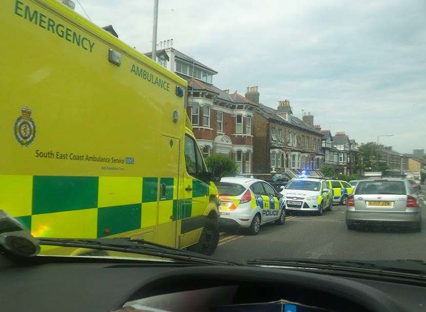 Emergency services in Folkestone Road Photo: Nathaniel Richards