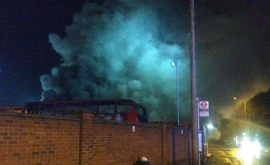 Smoke is blowing across the road causing traffic problems. Picture: London Fire Brigade