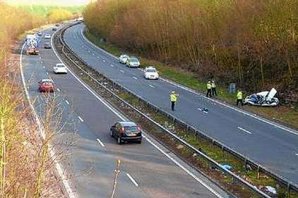 Scene of the fatal crash on the A2 near Patrixbourne