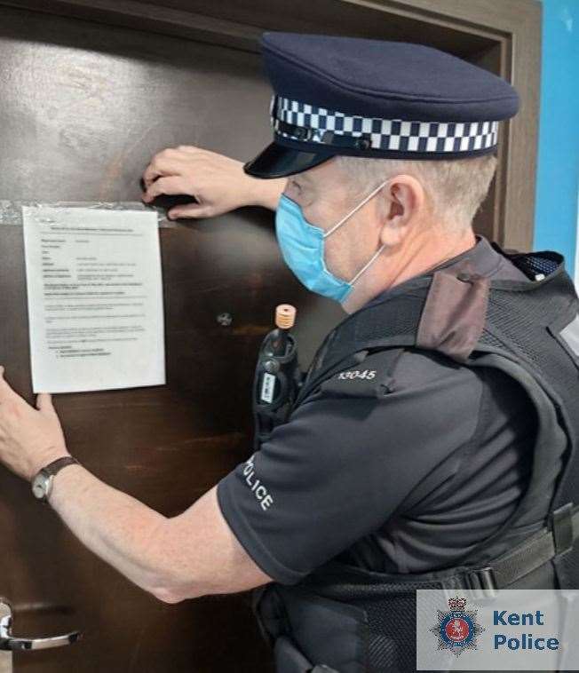 PC Tony Quilter with the closure order