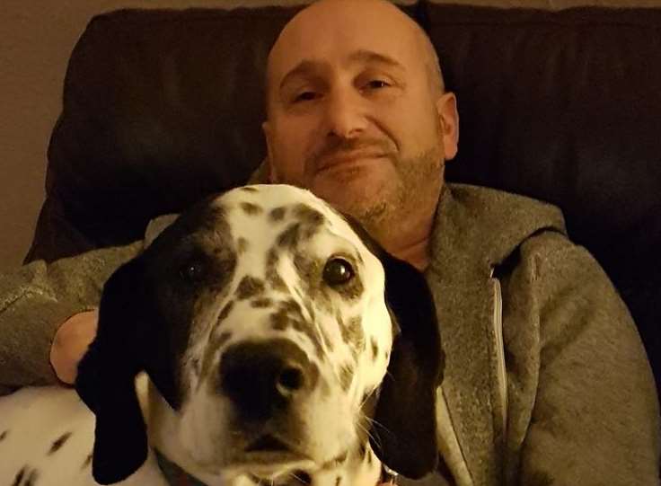 Dalmatian cross Fred with owner Jon Wall