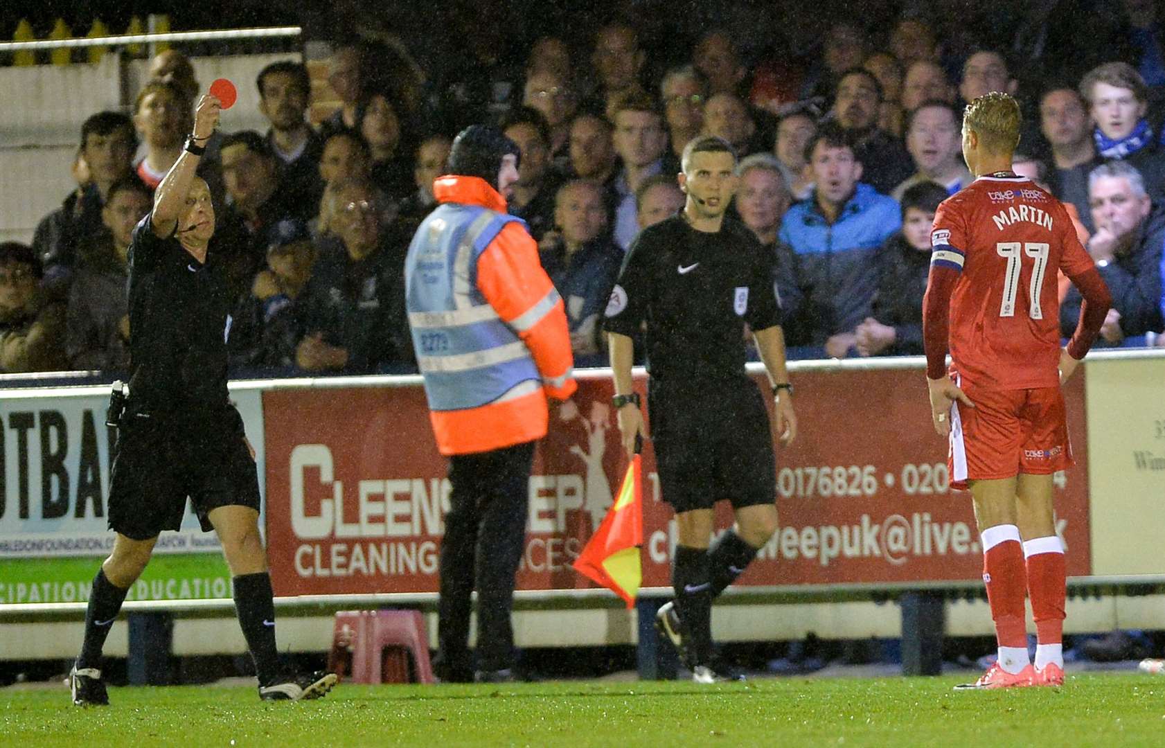 Lee Martin is shown red at Kingsmeadow Picture: Ady Kerry