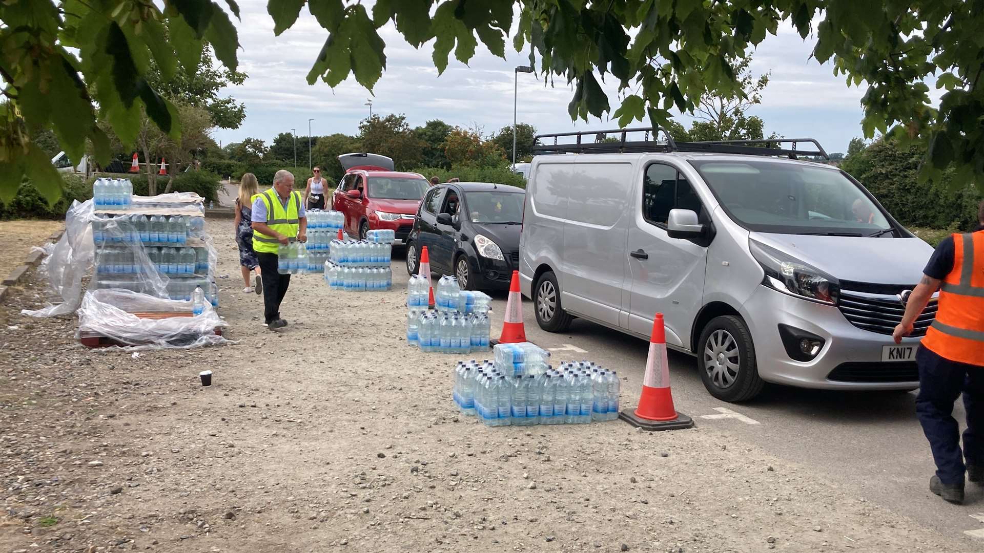 A bottled water bank was set up behind an amusement arcade in Leysdown when Sheppey had its water supply cut off