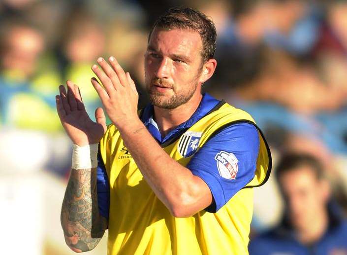 Skipper Danny Kedwell thanks the Gills fans. Picture: Barry Goodwin