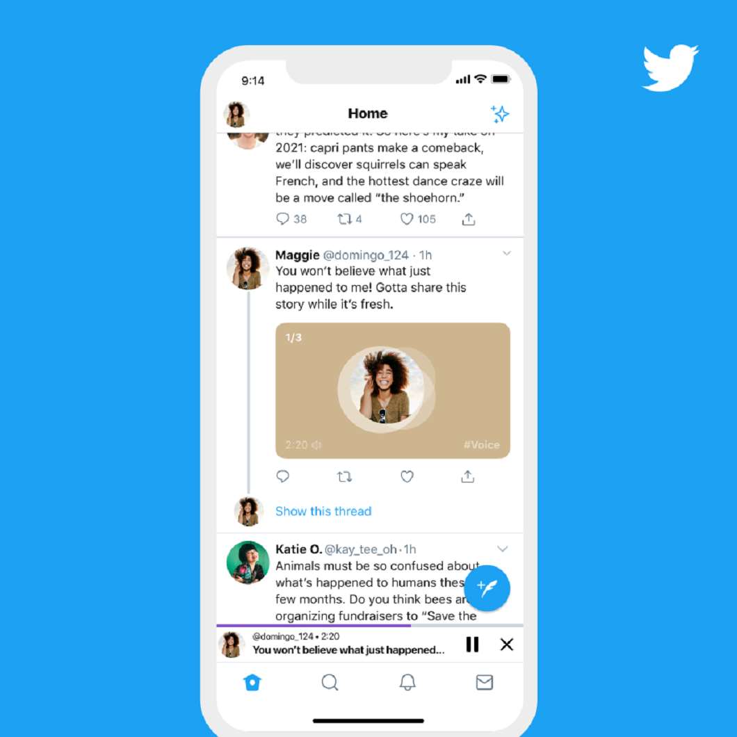Voice tweets appear as animated videos in the Twitter timeline (Twitter)