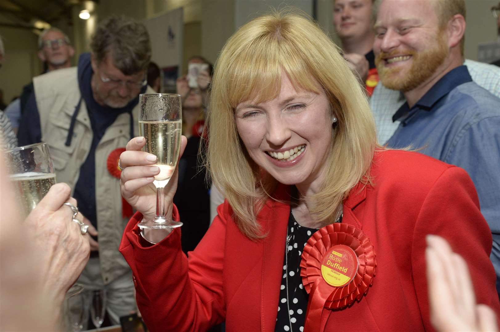 Labour's Rosie Duffield celebrates winning her seat