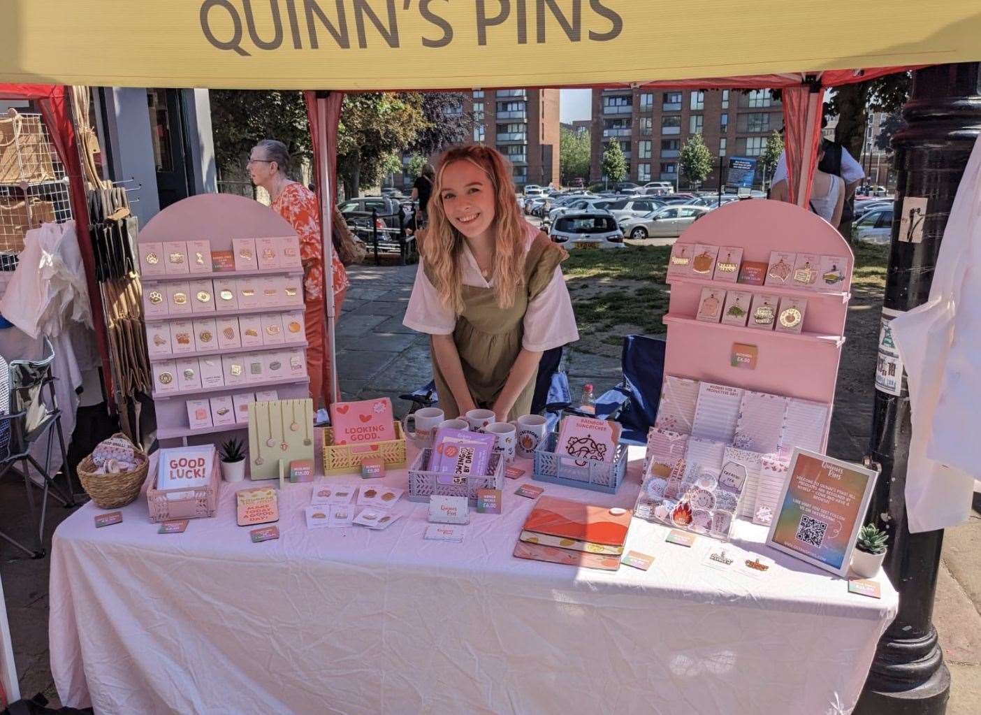 Quinn's Pins monthly market stall on Rochester High Street