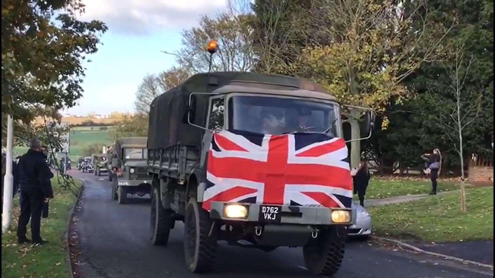 Parade of military vehicles at Eastchurch for Remembrance Sunday (21350109)