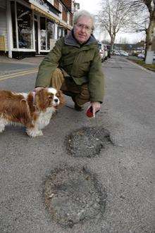 Paul Clokie with his dog poppy and potholes in Tenterden
