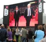 London Mayor Boris Johnson is larger than life on the giant screen at Herne Bay