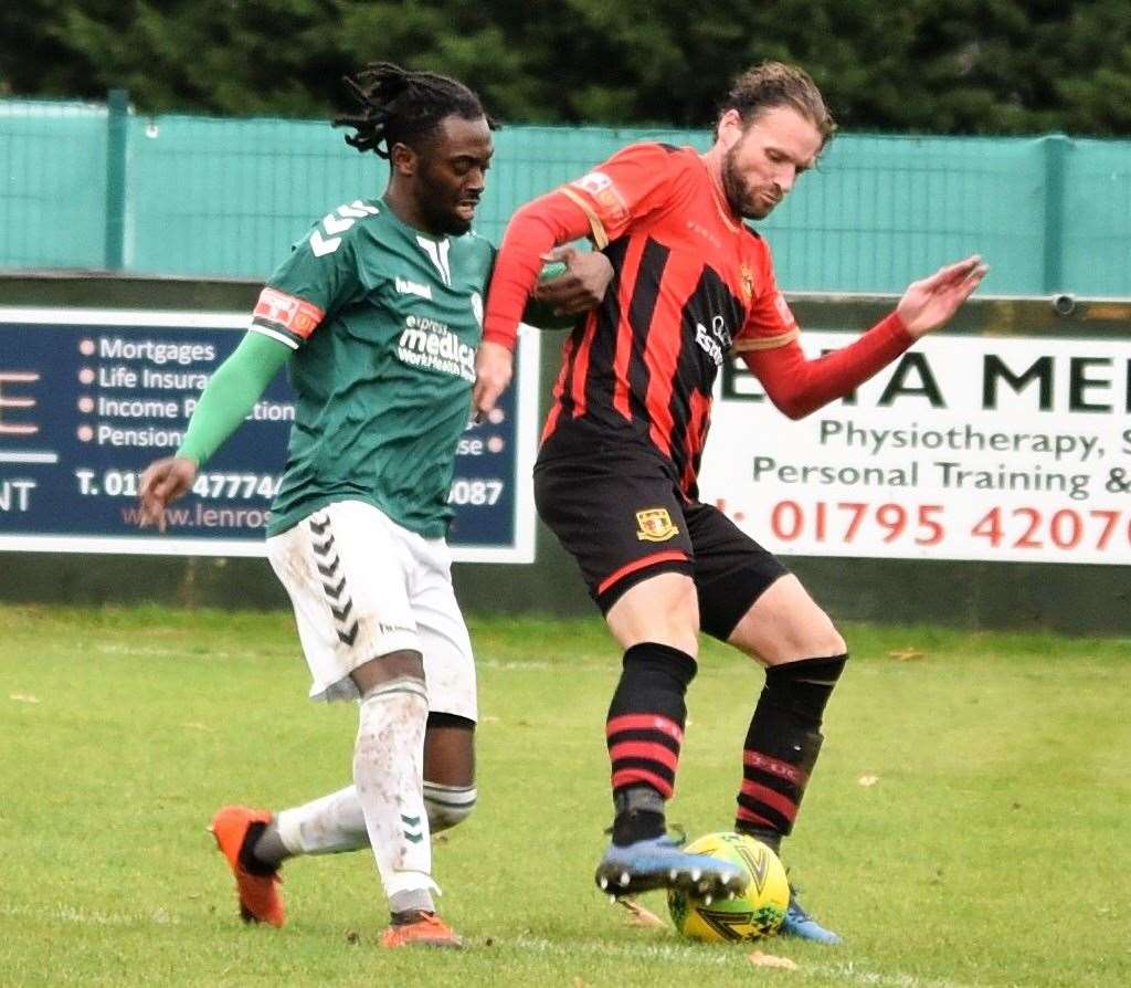 Andy Drury in action for Sittingbourne against Whyteleafe Picture: Ken Medwyn