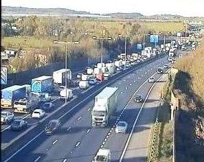 There are long delays on the M25 this morning due to a broken down tanker near the Swanley interchange. Photo: Highways England
