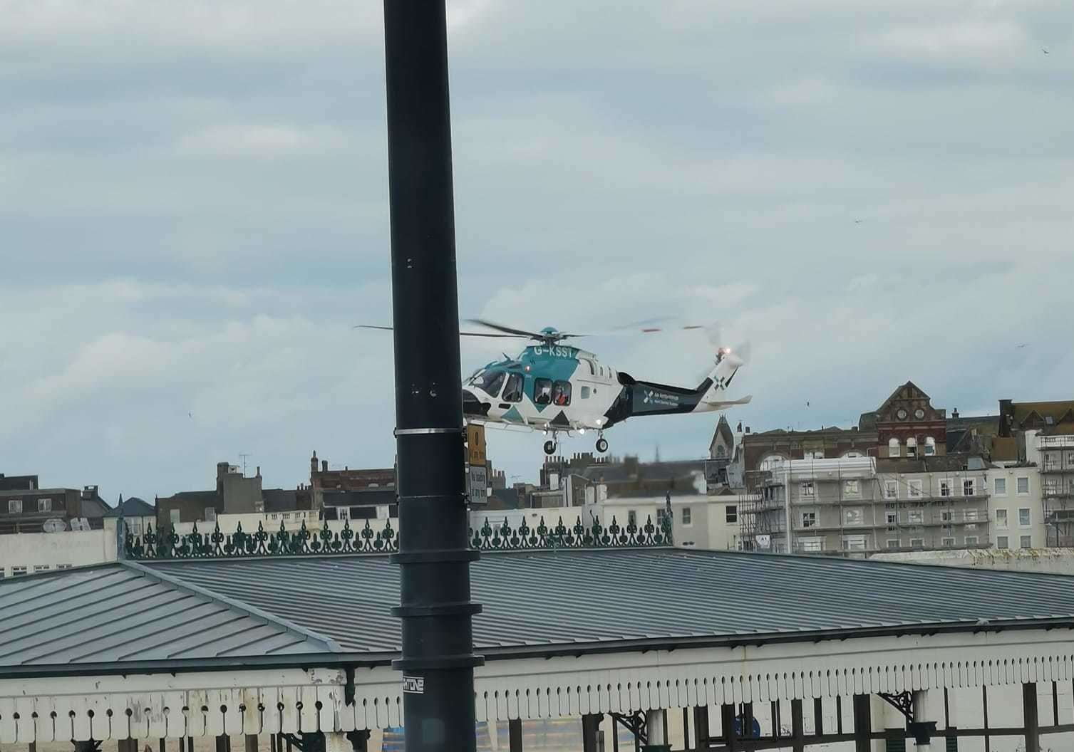 The helicopter was seen landing at Margate Beach this afternoon