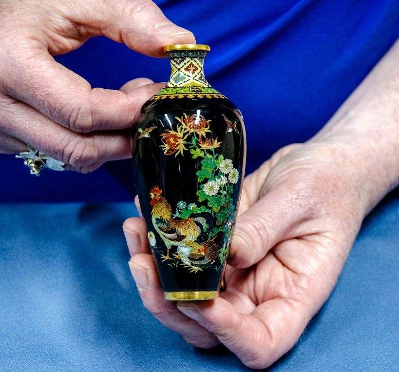 The 10cm vase was found to be a work of Namikawa Yasuyuki, one of Japan’s most famous artists from the Meiji Period. Picture: Canterbury Auction Galleries