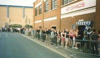 Big queue outside Atomics nightclub in the 1990s. Picture: Mick Clark