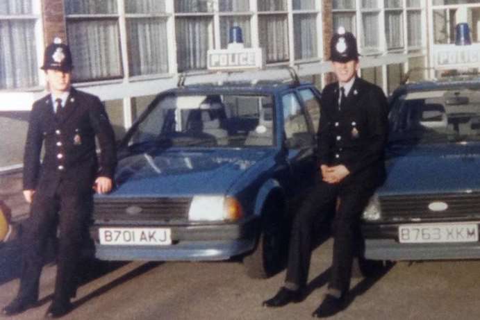 Phil, right, with the old style police cars