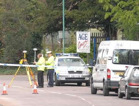 Police at the scene of the tragedy. Picture: Barry Crayford