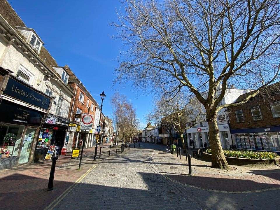 Ashford town centre has been largely empty for the last two months