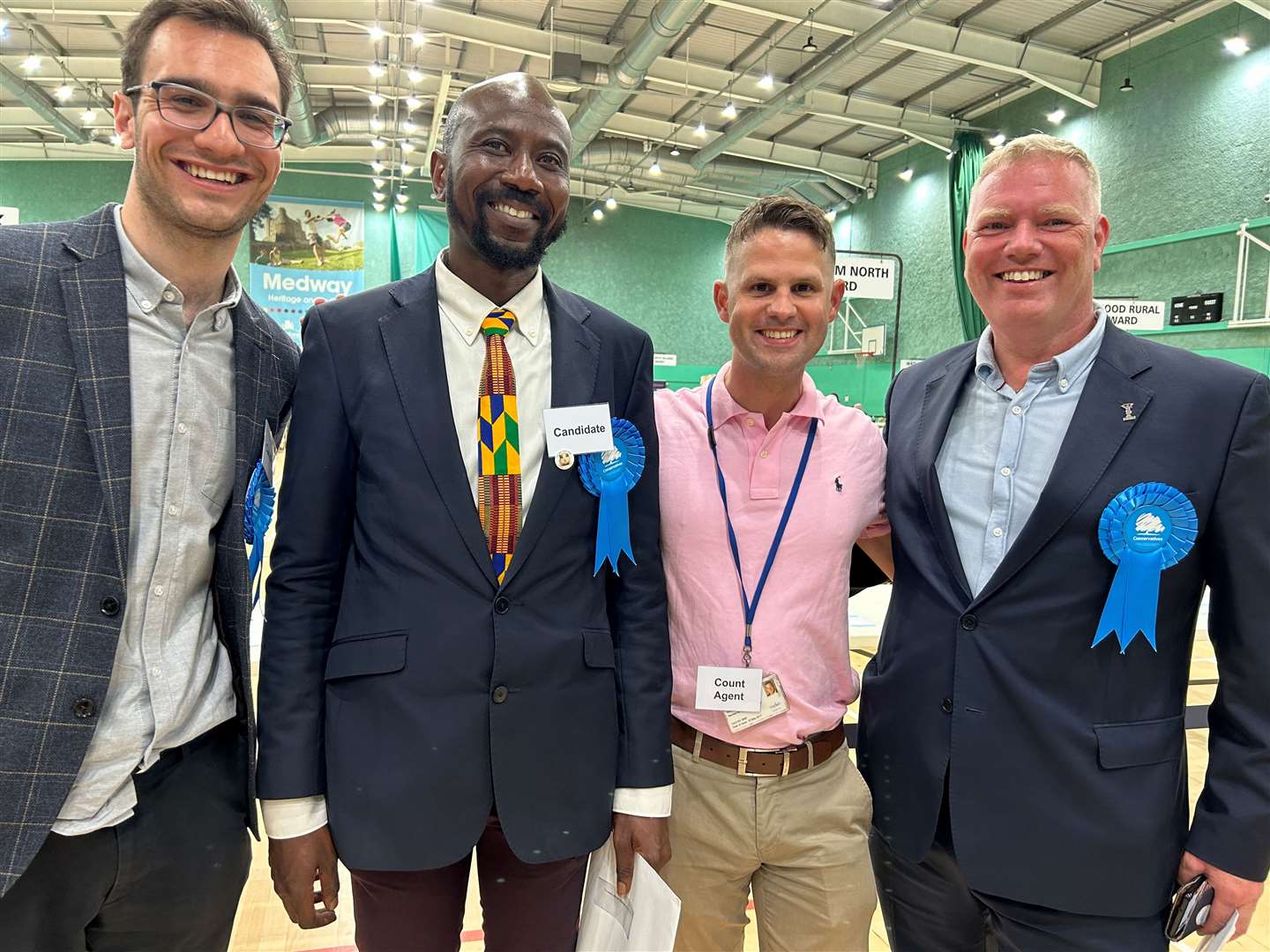 Election night 2023 after victory in Rainham North. Pictured L to R: Cllr George Perfect, Cllr Kwashie Anang, former cllr Martin Potter and Cllr Wayne Spring
