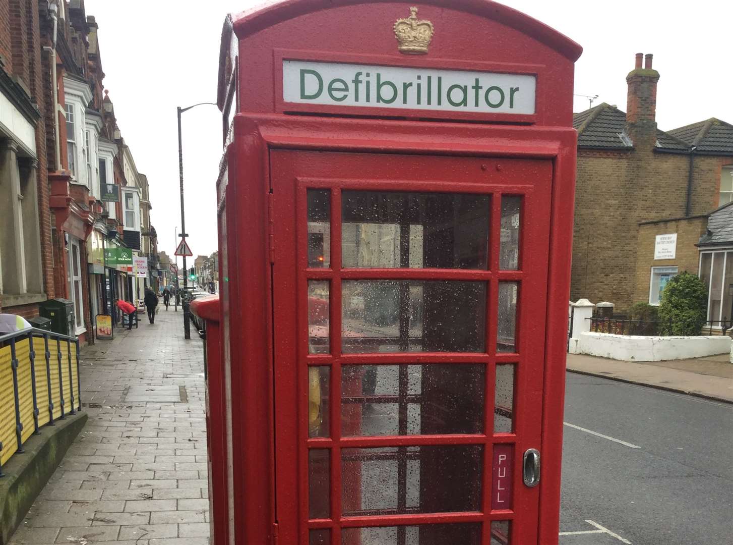 The defibrillator station is in a former telephone box in Herne Bay High Street