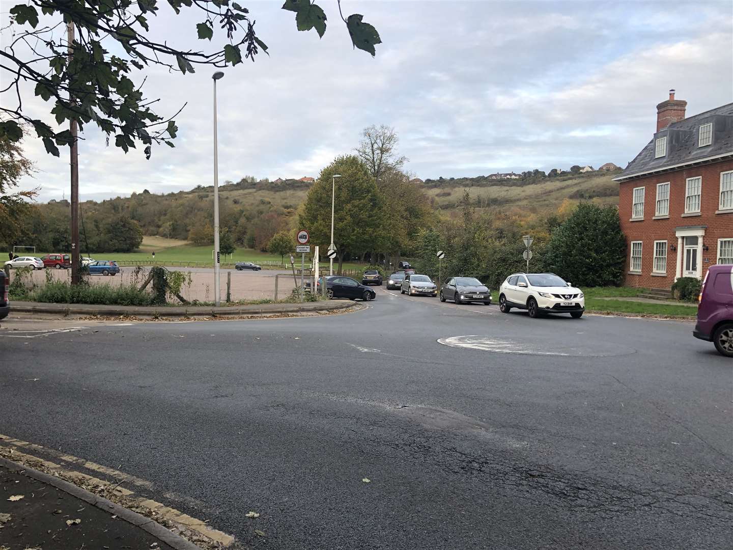 Traffic building after a lorry shed its load of oxygen tanks on Capstone Road, Chatham