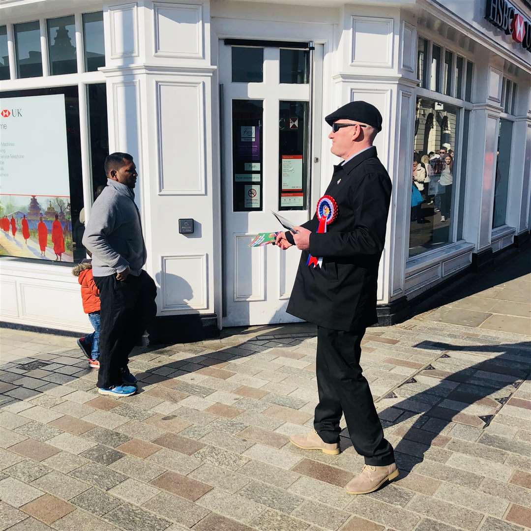 Britain First handing out leaflets in Maidstone. Picture: Britain First Facebook (7393545)