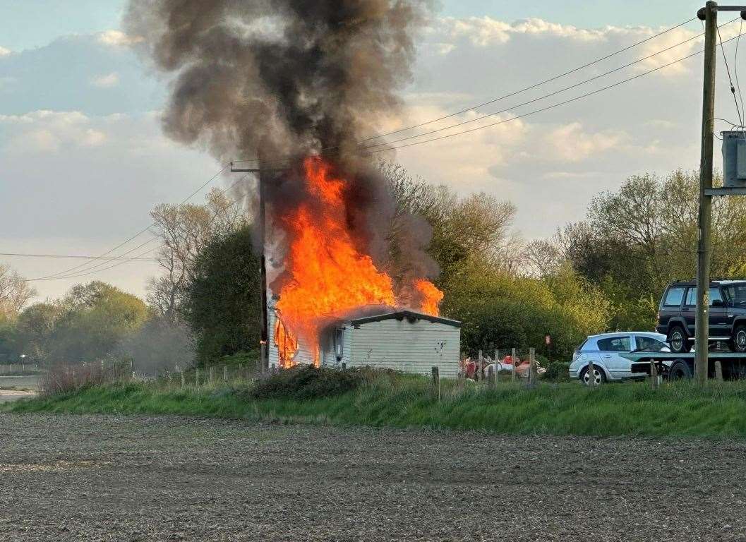 Fire crews were called to the blaze in Station Approach, New Romney last night. Picture: Phil Waller
