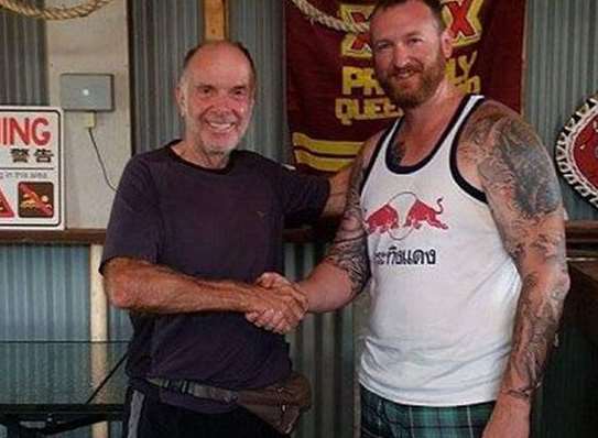 Mr Keys with rescuer Brad Foat. Picture vis Queensland police