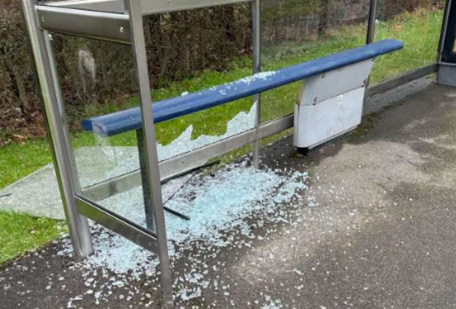 Three bus shelters were vandalised in Kennington, Ashford. Picture: Lucy New