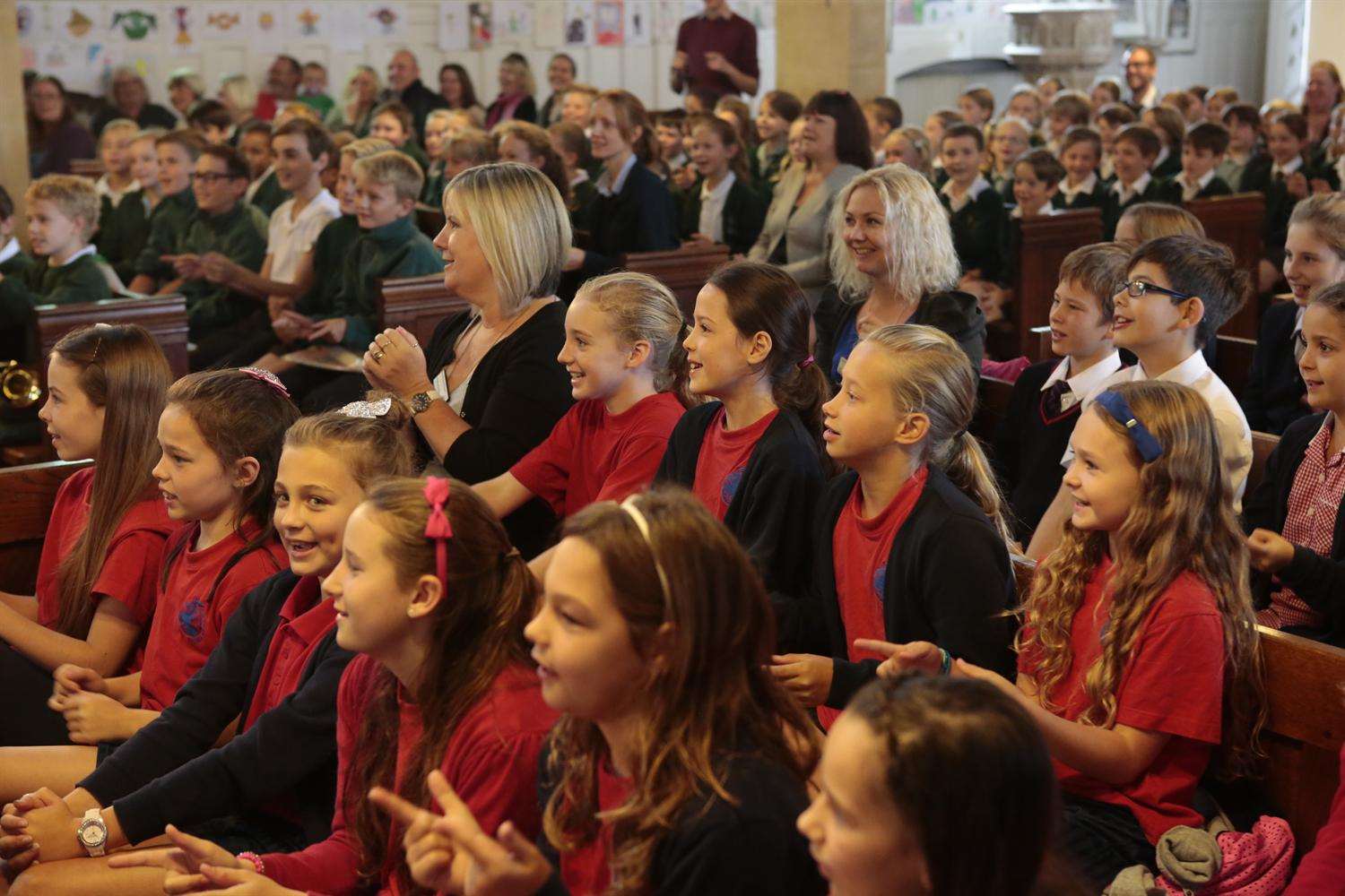 Local schoolchildren attend a concert by the English National Ballet as part of the Music@Malling festival