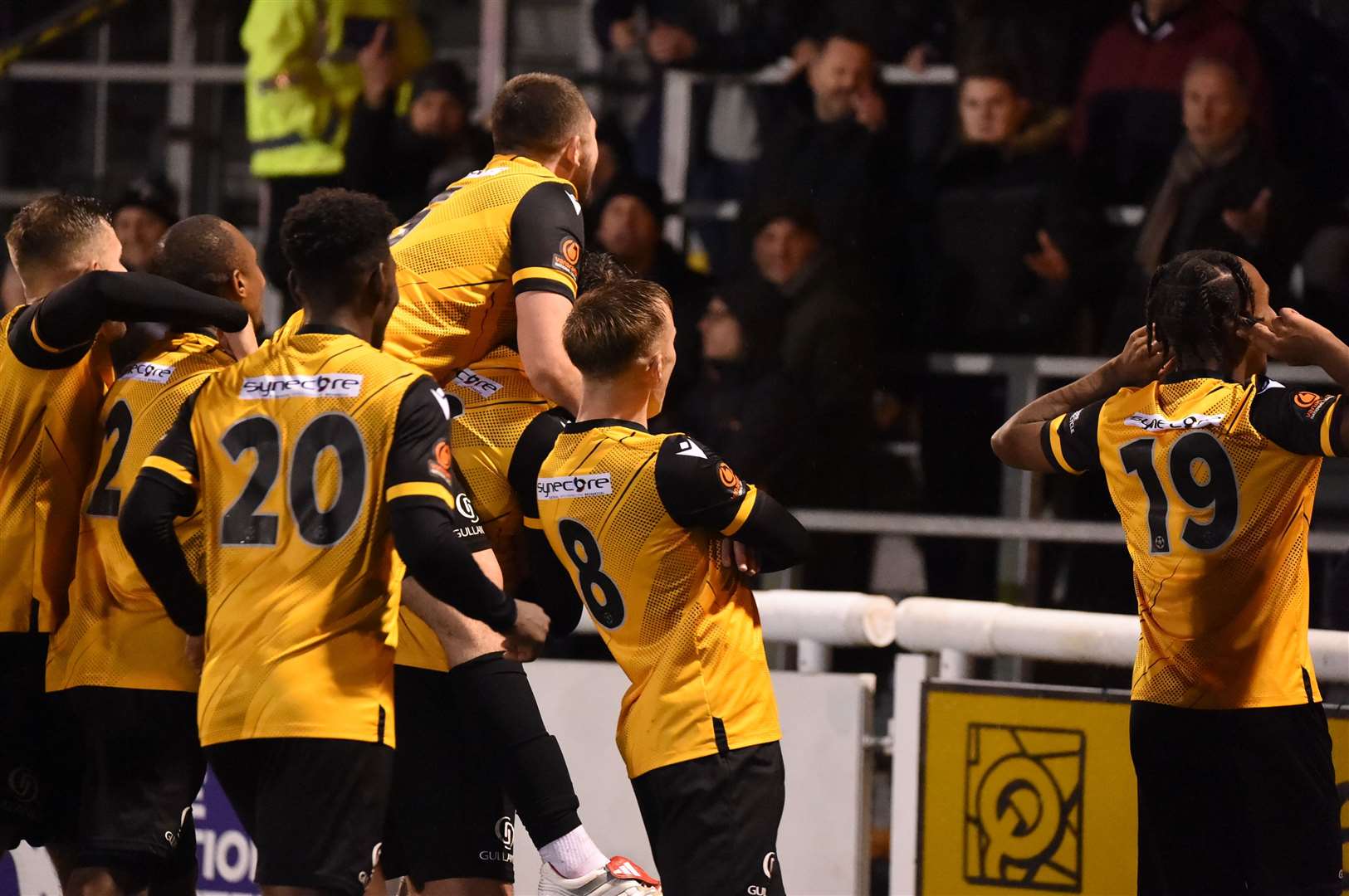 Maidstone players make their point after Michael Phillips' goal Steve Terrell