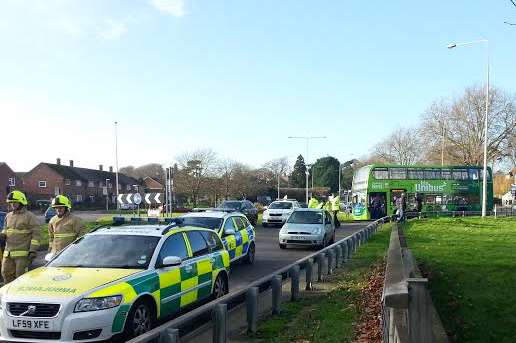 Emergency crews are at the scene of the accident in Rheims Way