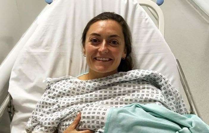 Katie Good, 32, had to be taken to hospital after being pushed off her bike by a passing car. Picture: Olivier van den Bent-Kelly