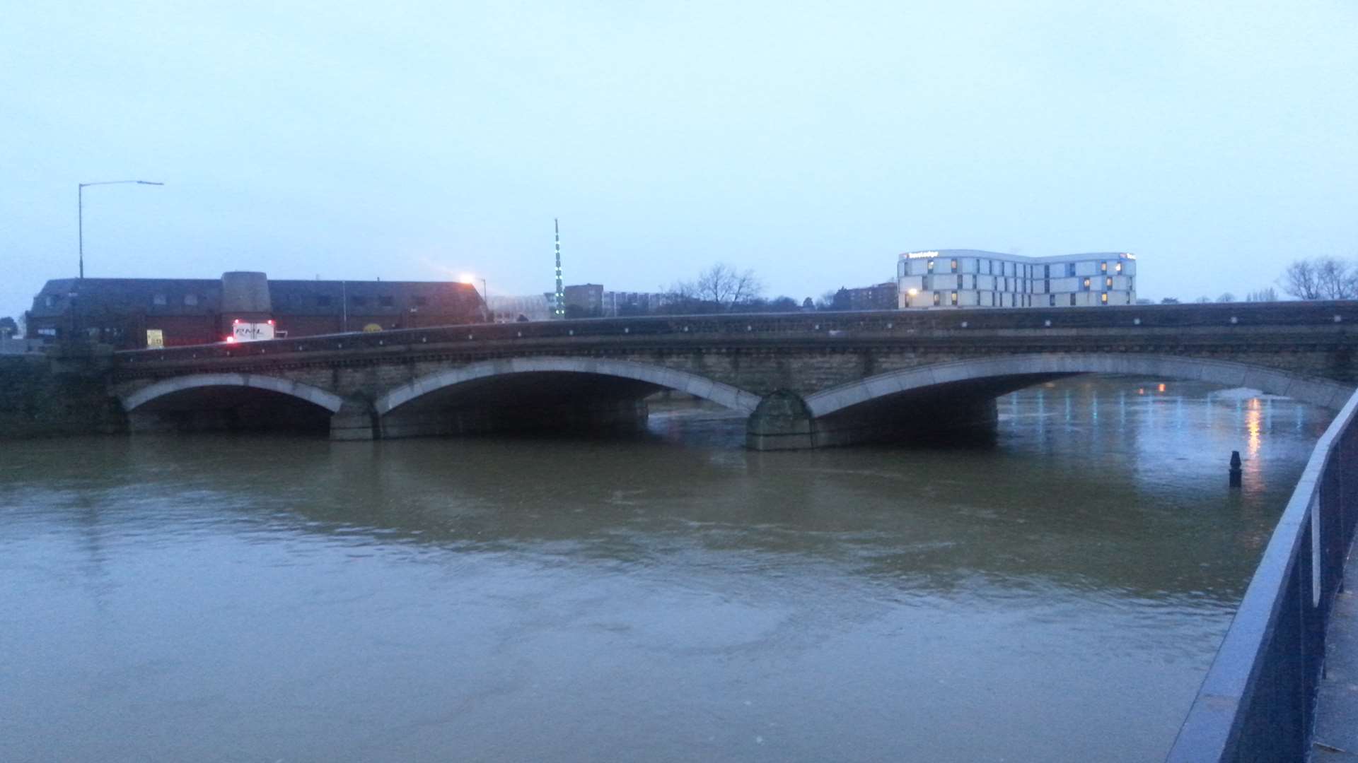 The bridge over the River Medway at Maidstone this morning
