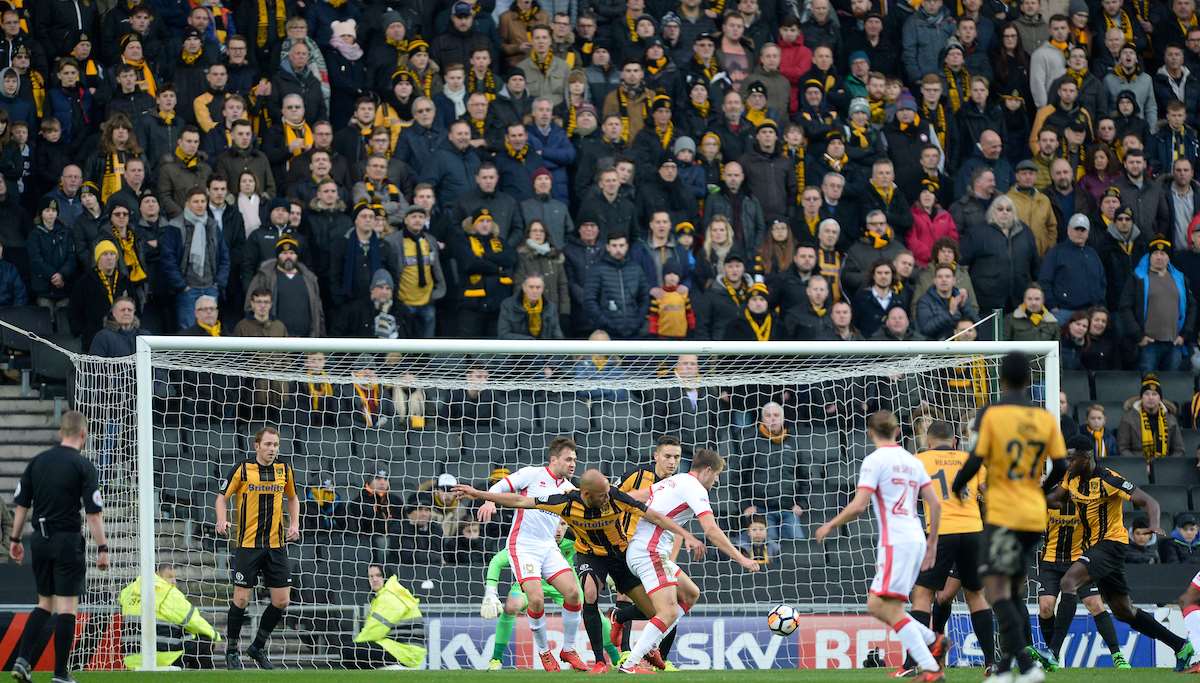Big backing for Maidstone in the away end at MK Dons Picture: Ady Kerry