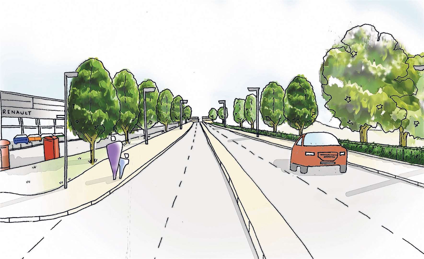 An artist's impression of the Chart Road dual carriageway