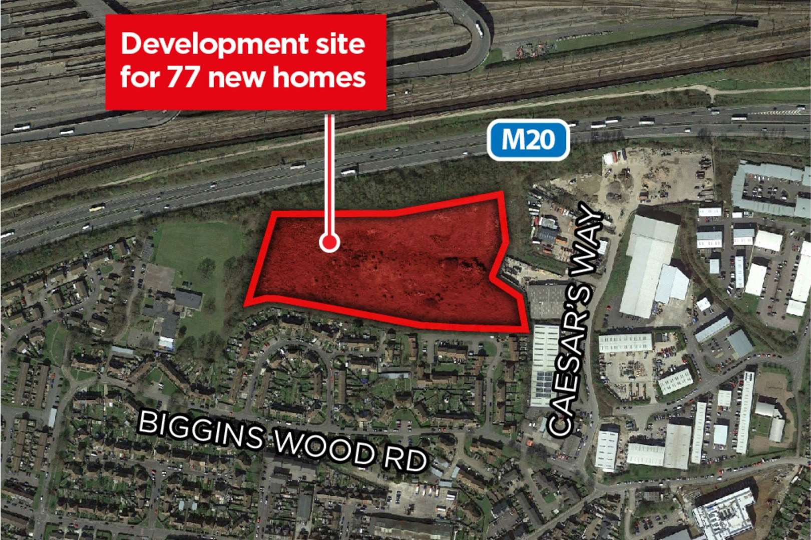 Graphic showing where the development will take place