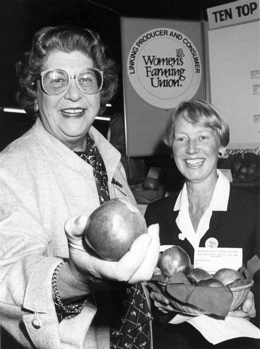 Baroness Trumpington at a stall for the Women's Farming Union at a show in Marden in 1988