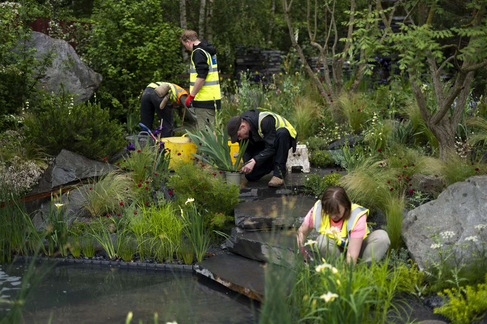 Finishing touches are put in place ahead of the RHS Chelsea Flower Show (Jordan Pettitt/PA)