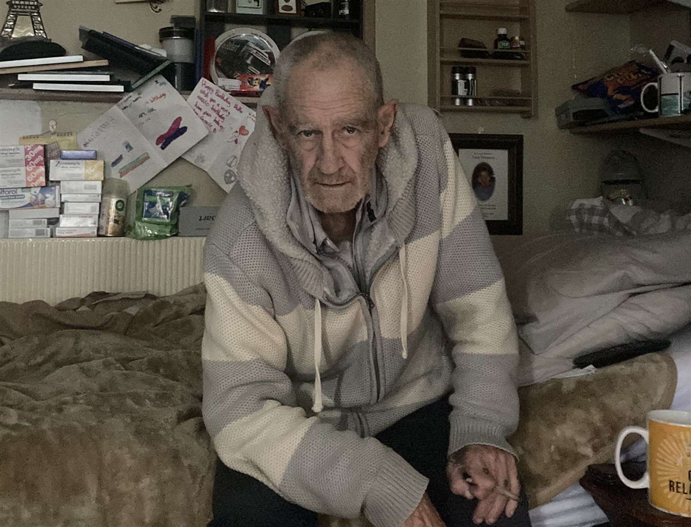 Terry Price in his Leopold Road home, where the burglary took place