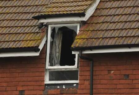 A smashed window at the Hockeridge old people's home in Canterbury Road, scene of the fatal fire. Picture: Barry Goodwin