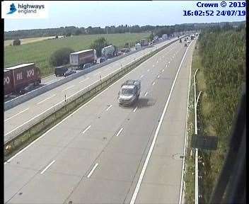 Traffic is building on the M20. Picture: Highways England (14247042)