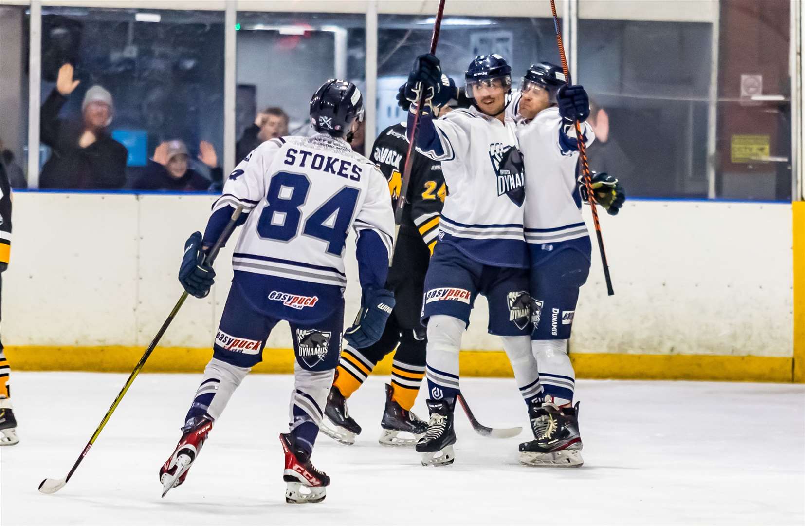 Invicta Dynamos celebrating against Chelmsford Chieftains in the play-off quarter-final Picture: David Trevallion