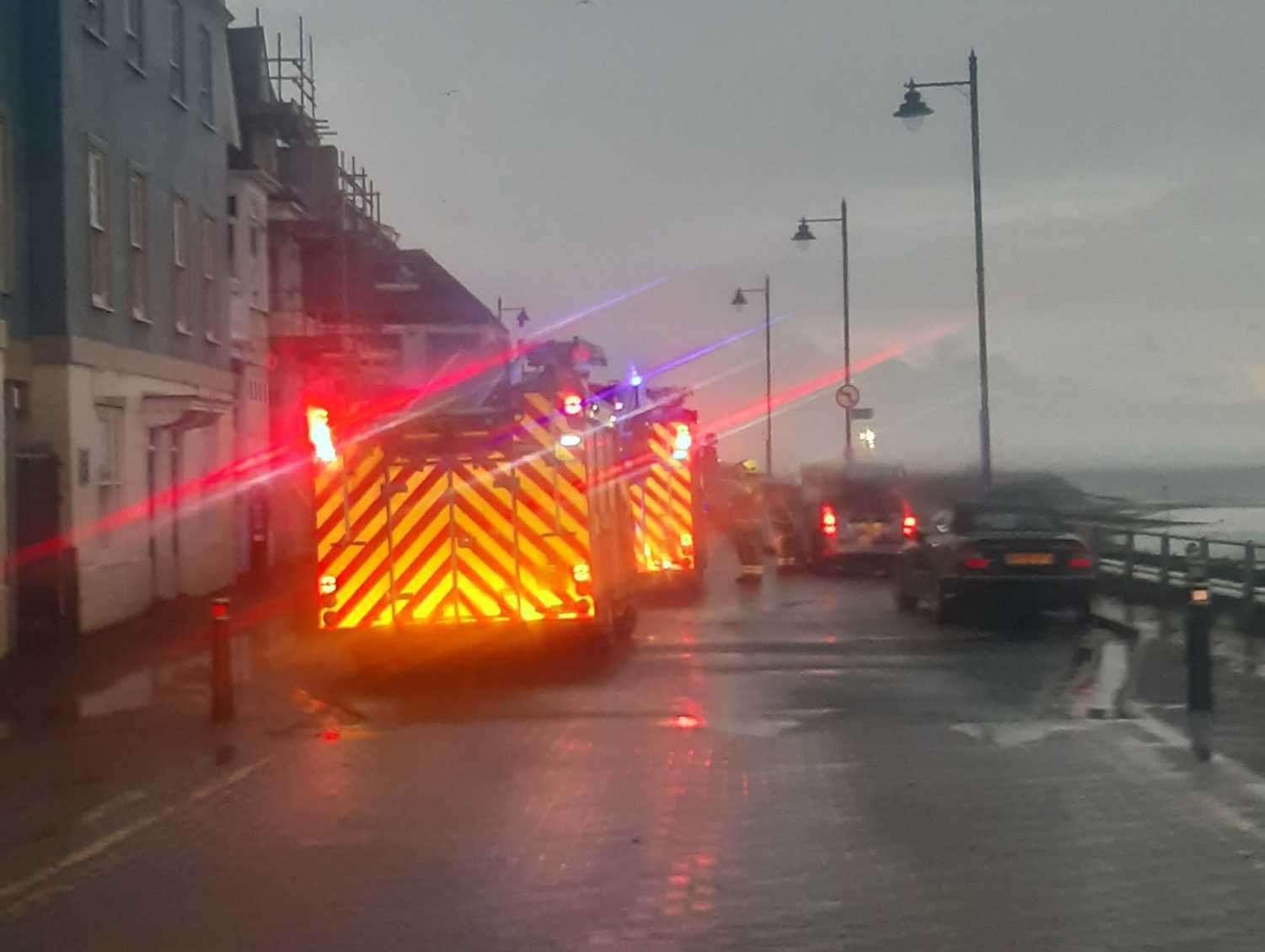 Fire crews were spotted in Central Parade, Herne Bay, following the deluge. Picture: Dave Salter