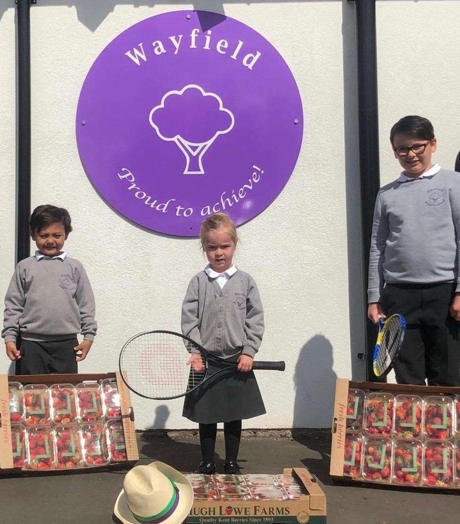 Pupils from Wayfield Primary School, Chatham, were delivered strawberries from Hugh Lowe Farms, which usually supplies Wimbledon