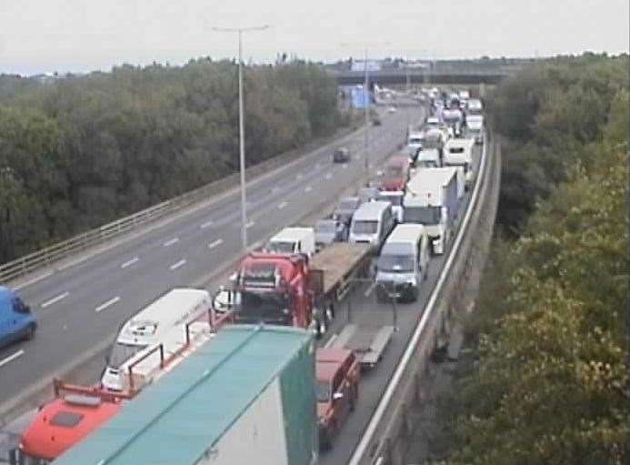 All traffic is being held at the Darenth Interchange. Picture: National Highways