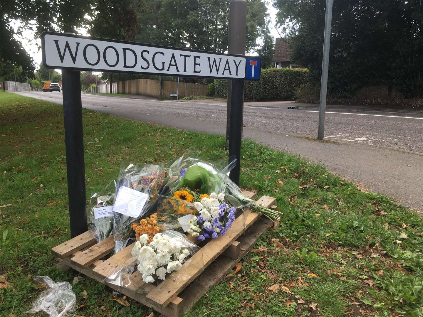Floral tributes were left at the scene of the crash