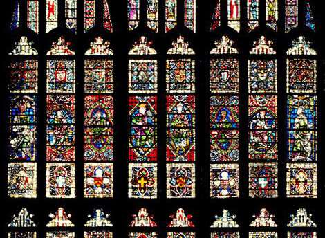 The magnificent Great South Window before the medieval glass panes were removed