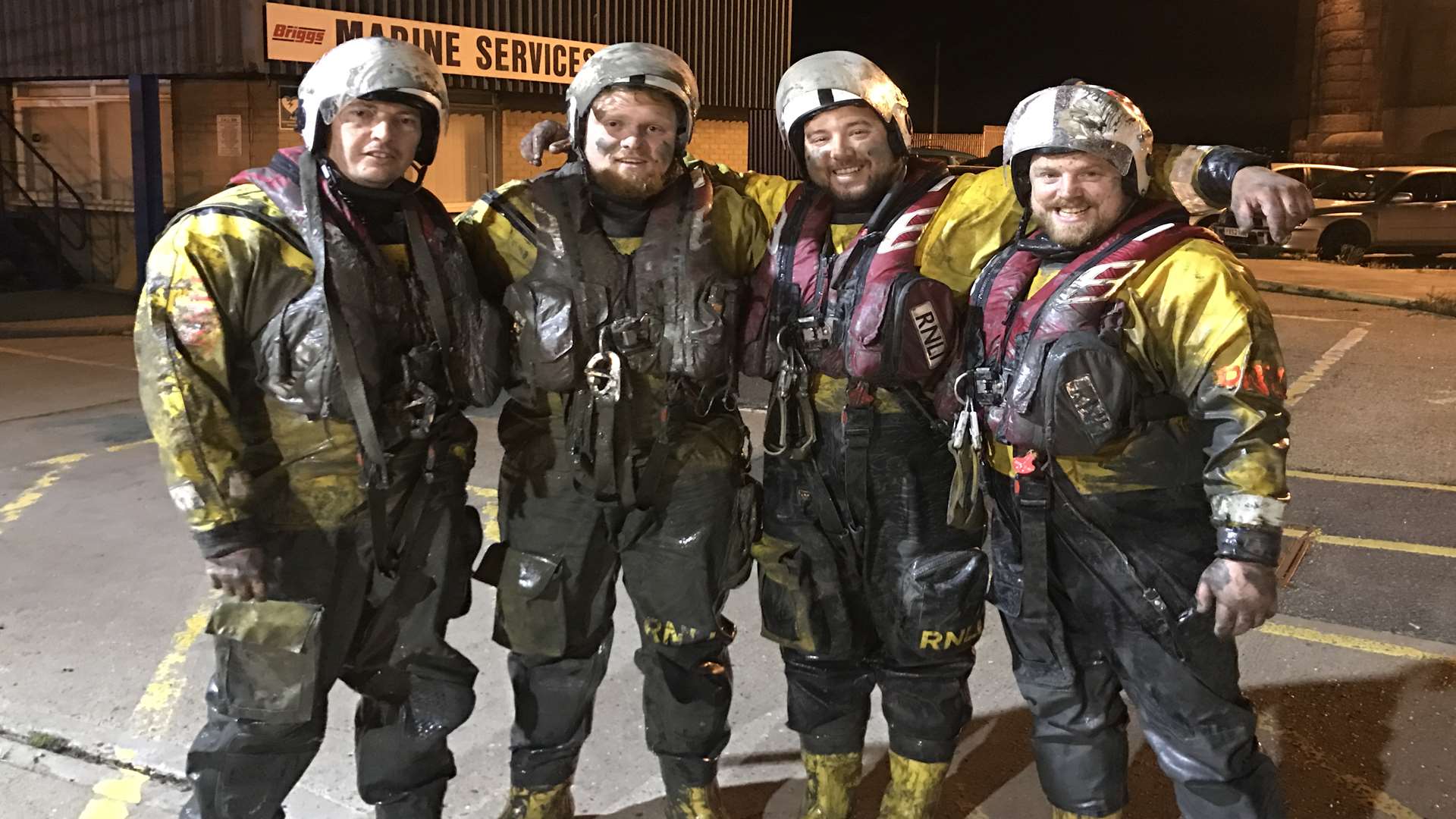 Helmsman Kris White and crew Luke Rogers, Dan Monk and Tom Snell. Picture: RNLI