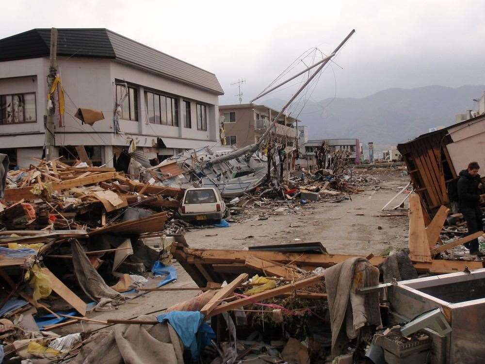 Damage in Japan after the earthquake of 2011